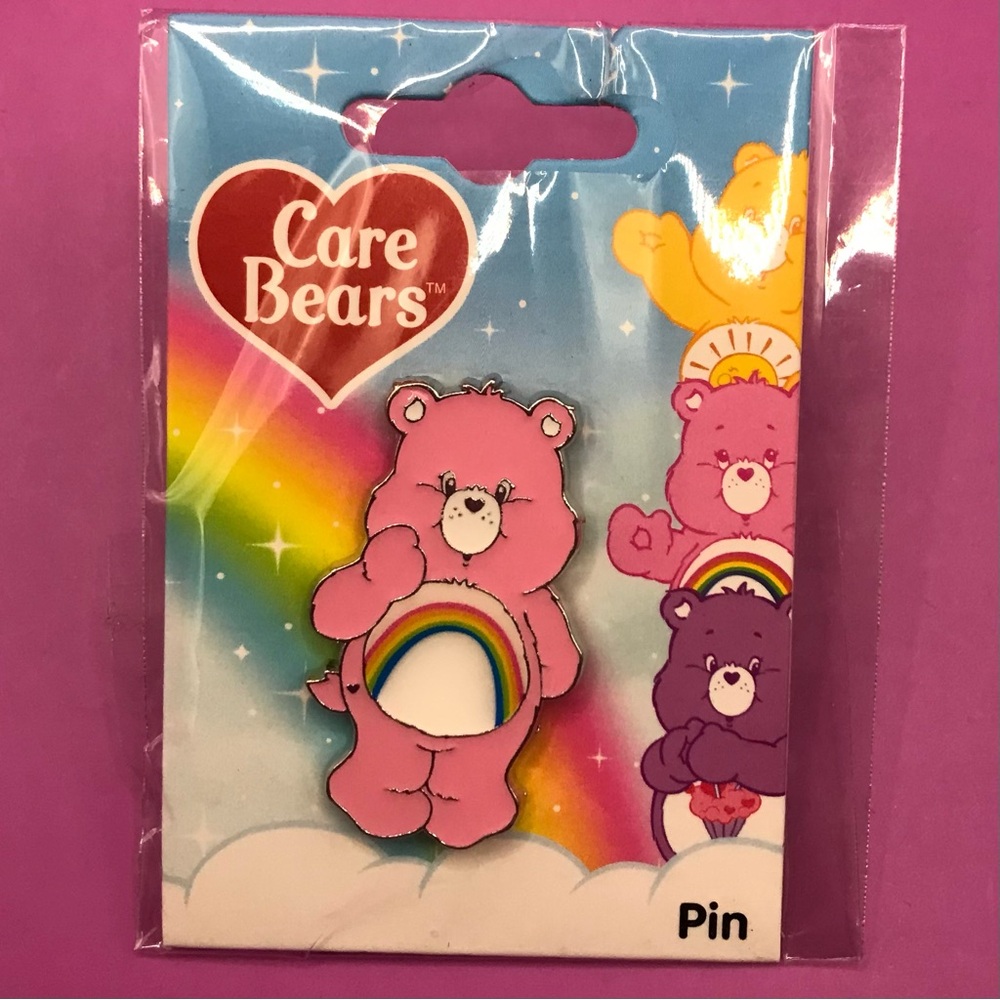 NEW wrapped Care Bears Pink Cheery Bear Pin with Rainbow Stomach for Pride